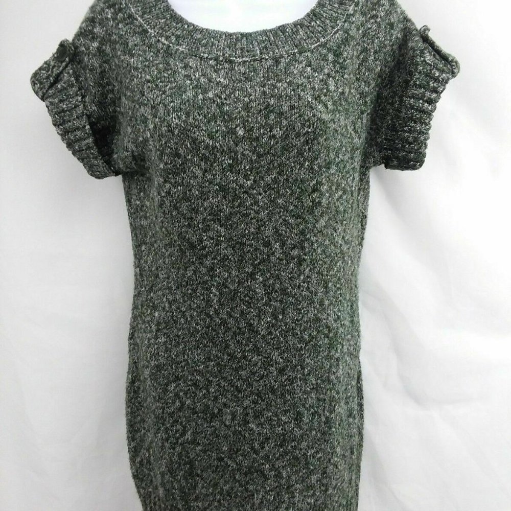 JJ Basics Knit Sweater Dress Short Sleeve Heather Green